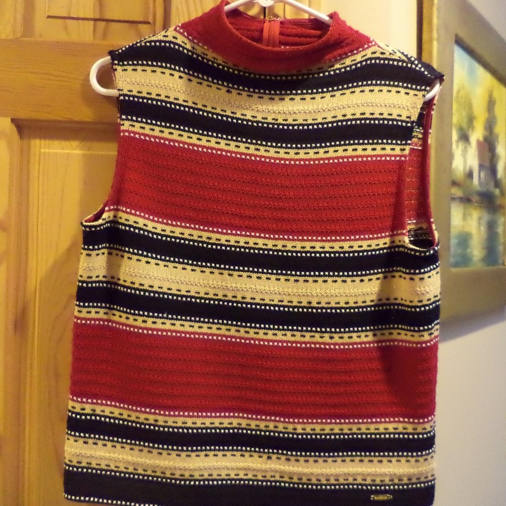 St. John Sport by Marie Gray Knit Striped Vest Top  ~ Sleeveless ~ Medium